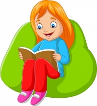 Маленькая девочка читает книгу, сидя на большой подушке | Премиум ...